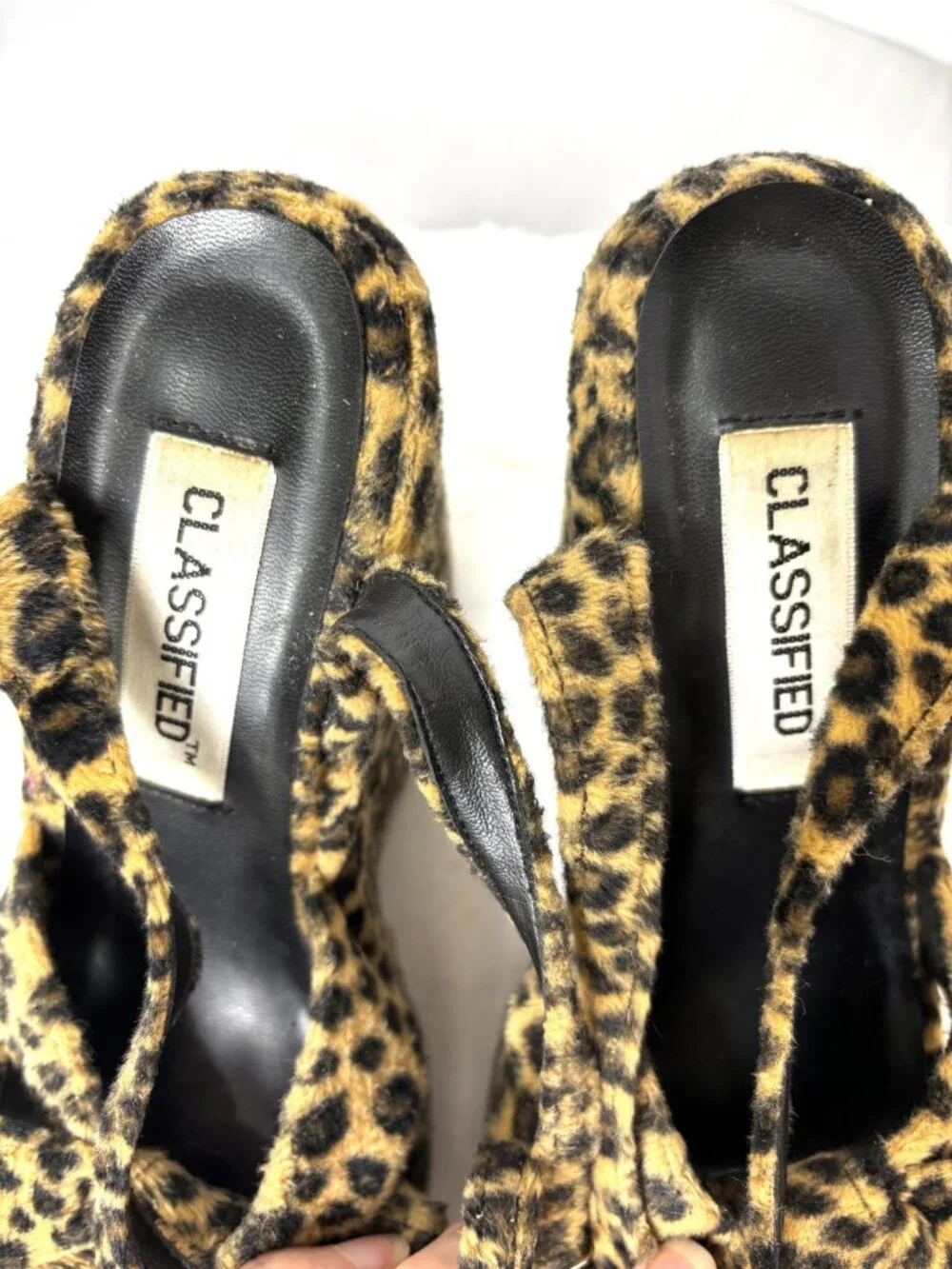 Classified Leopard Fur Platform Shoes 60’s – 70’s style Vintage Sz 6.5
